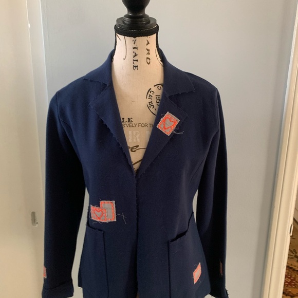 Lisa Todd Dark Blue Blazer with Vibrant Orange Accents - Picture 1 of 3